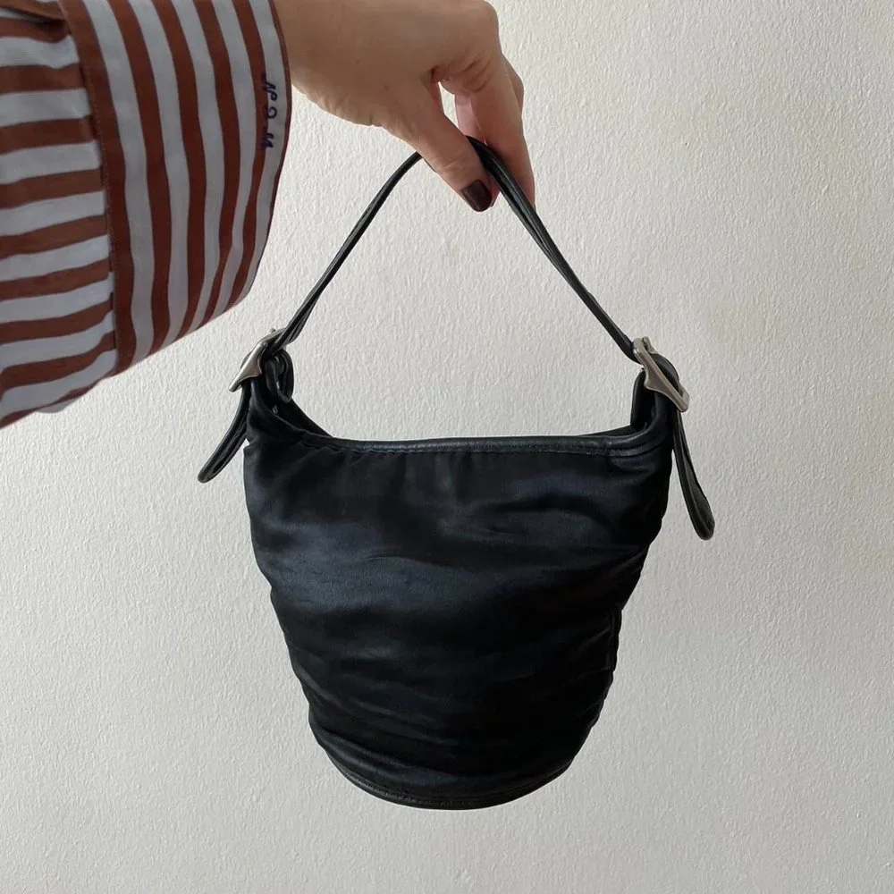 Vintage coach black Maggie satin duffle - Picture 2 of 4